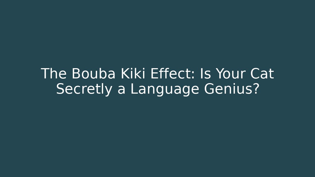 The Bouba Kiki Effect: Is Your Cat Secretly a Language Genius?
