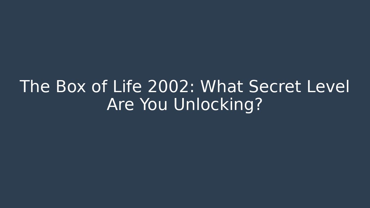 The Box of Life 2002: What Secret Level Are You Unlocking?
