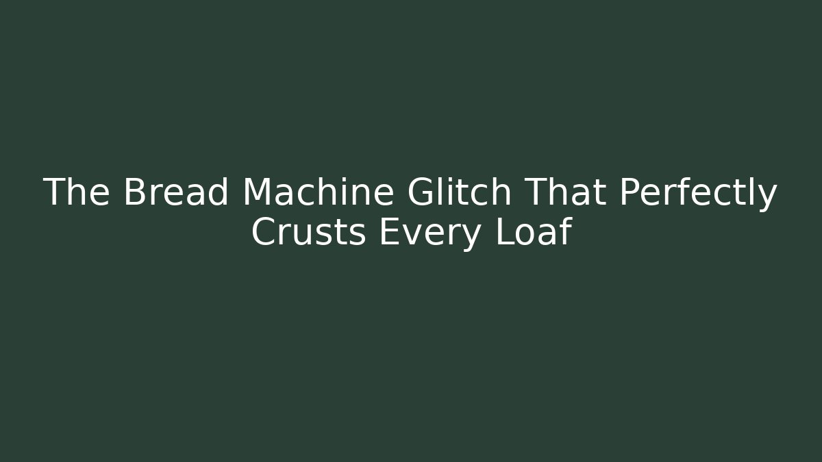 The Bread Machine Glitch That Perfectly Crusts Every Loaf - Create More Assets