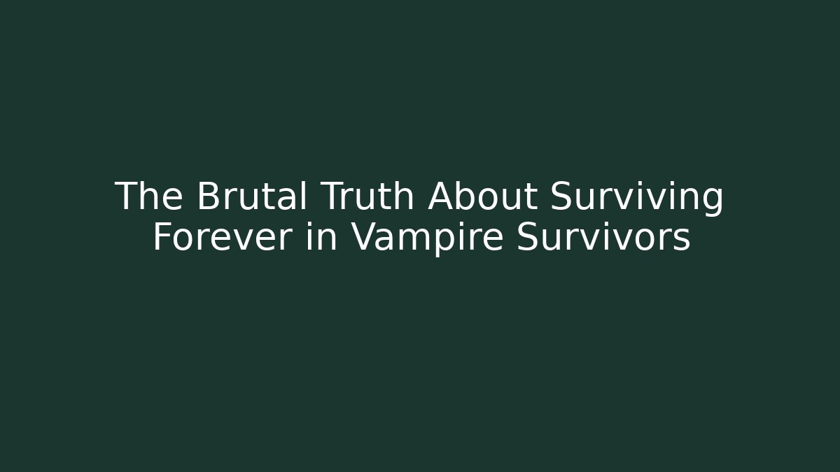 The Brutal Truth About Surviving Forever in Vampire Survivors