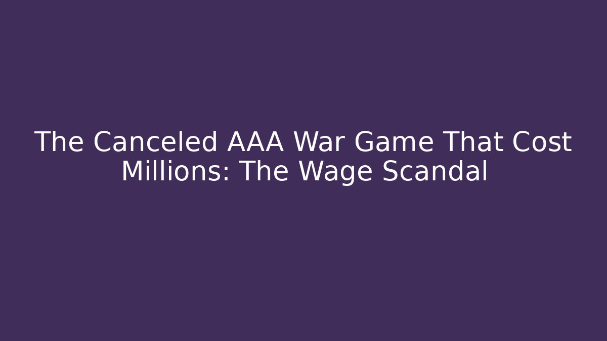 The Canceled AAA War Game That Cost Millions: The Wage Scandal