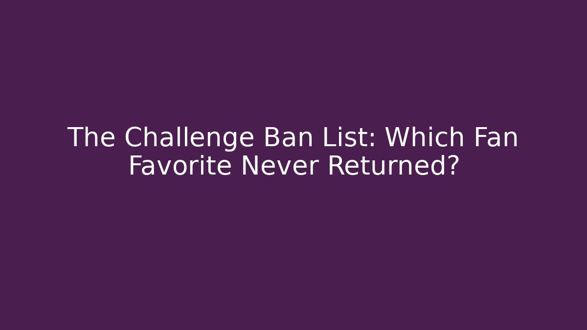 The Challenge Ban List: Which Fan Favorite Never Returned?