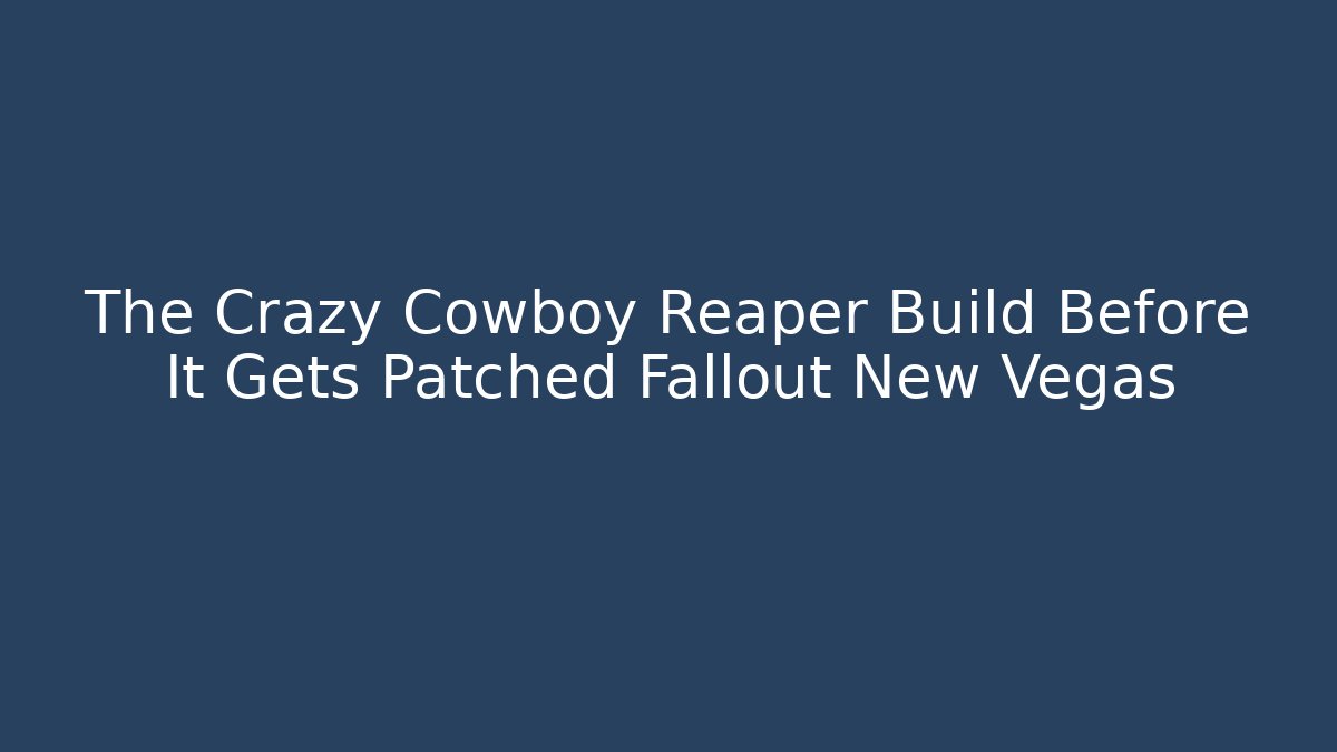 The Crazy Cowboy Reaper Build Before It Gets Patched Fallout New Vegas
