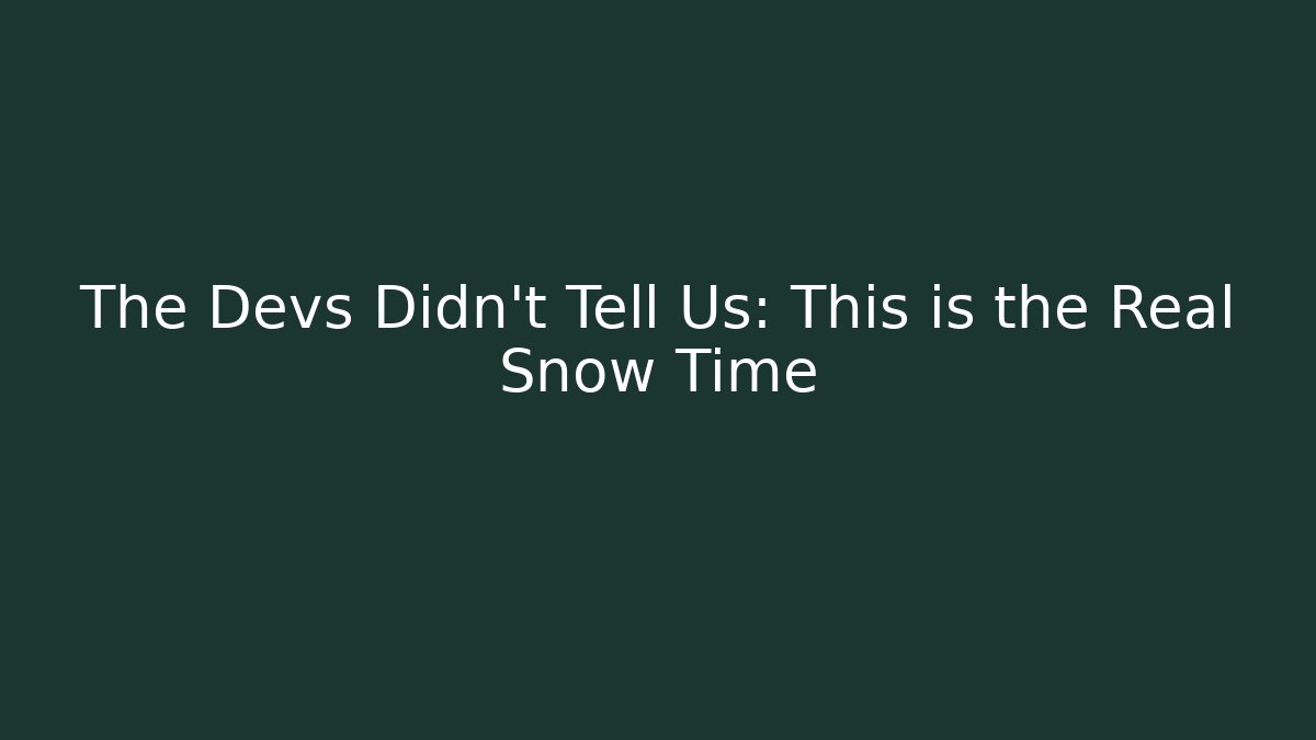 The Devs Didn't Tell Us: This is the Real Snow Time