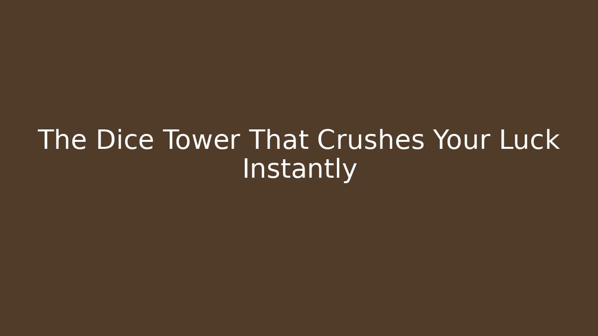 The Dice Tower That Crushes Your Luck Instantly - Create More Assets