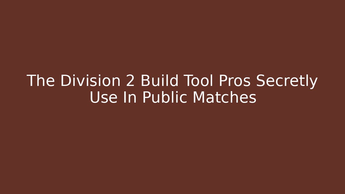 The Division 2 Build Tool Pros Secretly Use In Public Matches