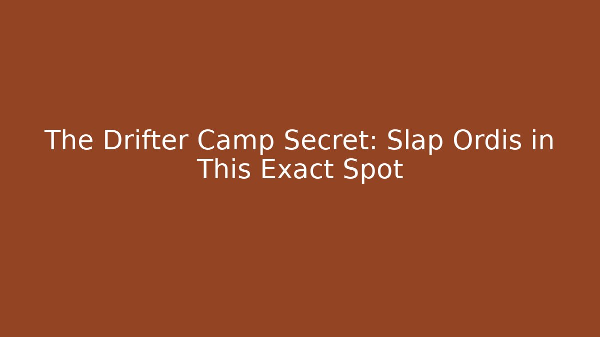 The Drifter Camp Secret: Slap Ordis in This Exact Spot