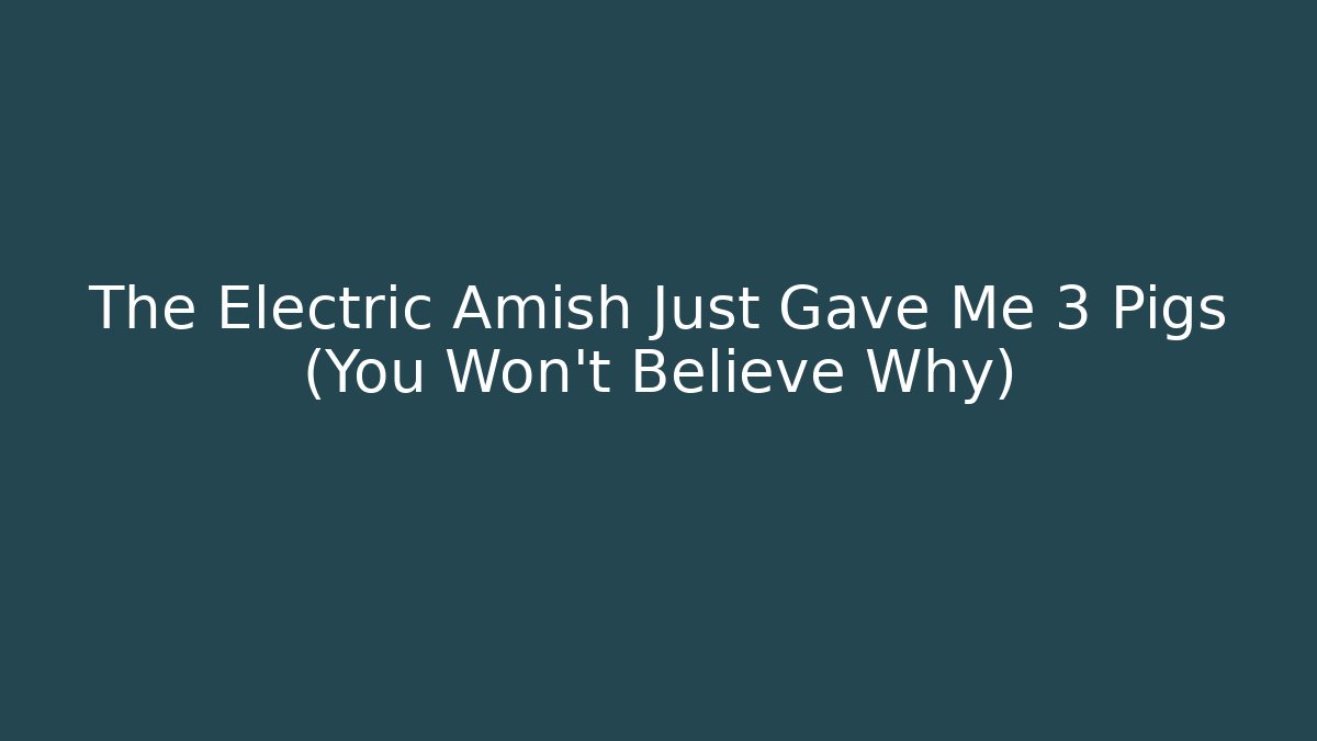 The Electric Amish Just Gave Me 3 Pigs (You Won't Believe Why)