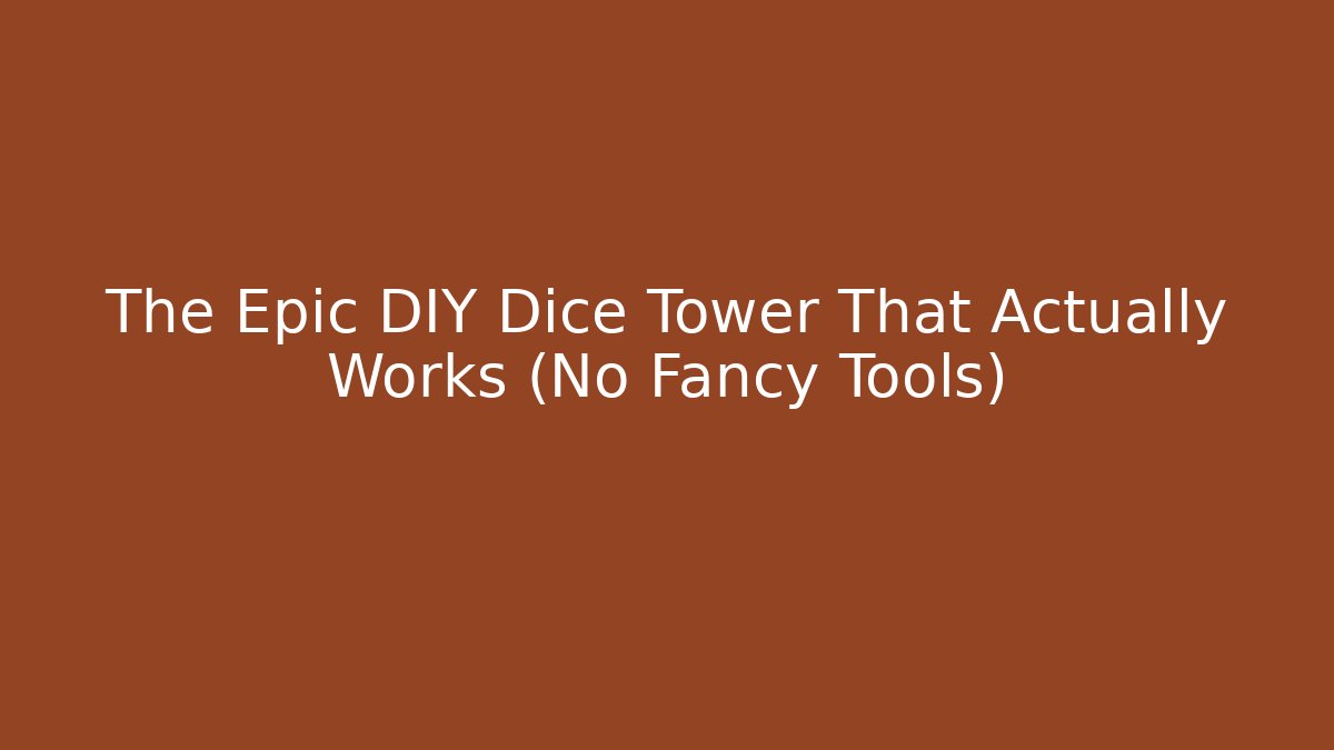 The Epic DIY Dice Tower That Actually Works (No Fancy Tools)