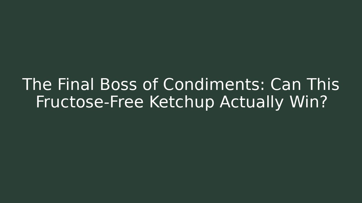 The Final Boss of Condiments: Can This Fructose-Free Ketchup Actually Win?