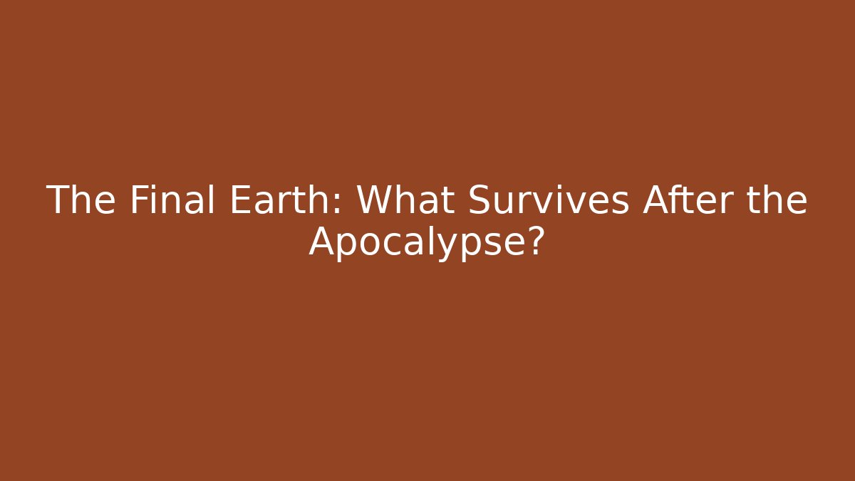 The Final Earth: What Survives After the Apocalypse?