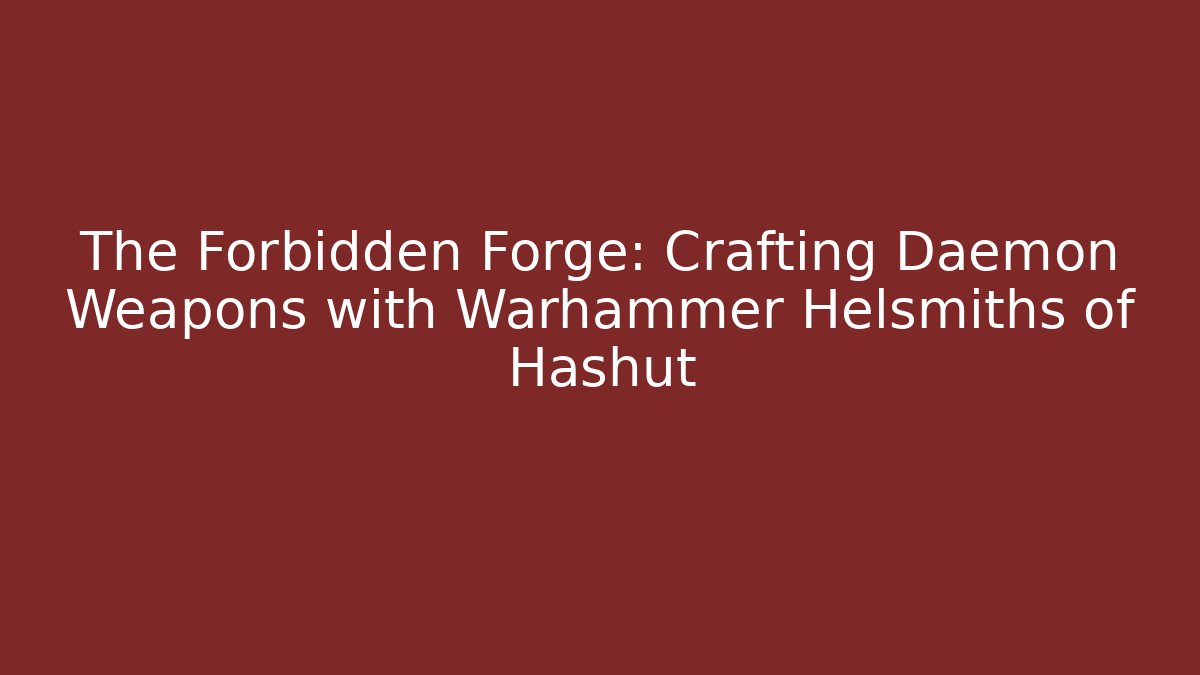 The Forbidden Forge: Crafting Daemon Weapons with Warhammer Helsmiths of Hashut