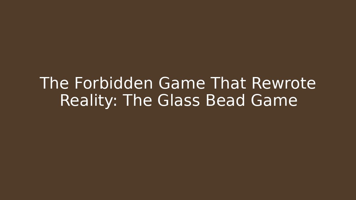The Forbidden Game That Rewrote Reality: The Glass Bead Game