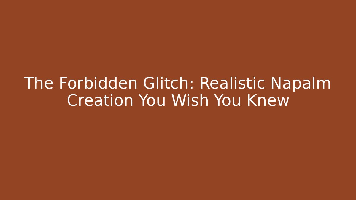 The Forbidden Glitch: Realistic Napalm Creation You Wish You Knew