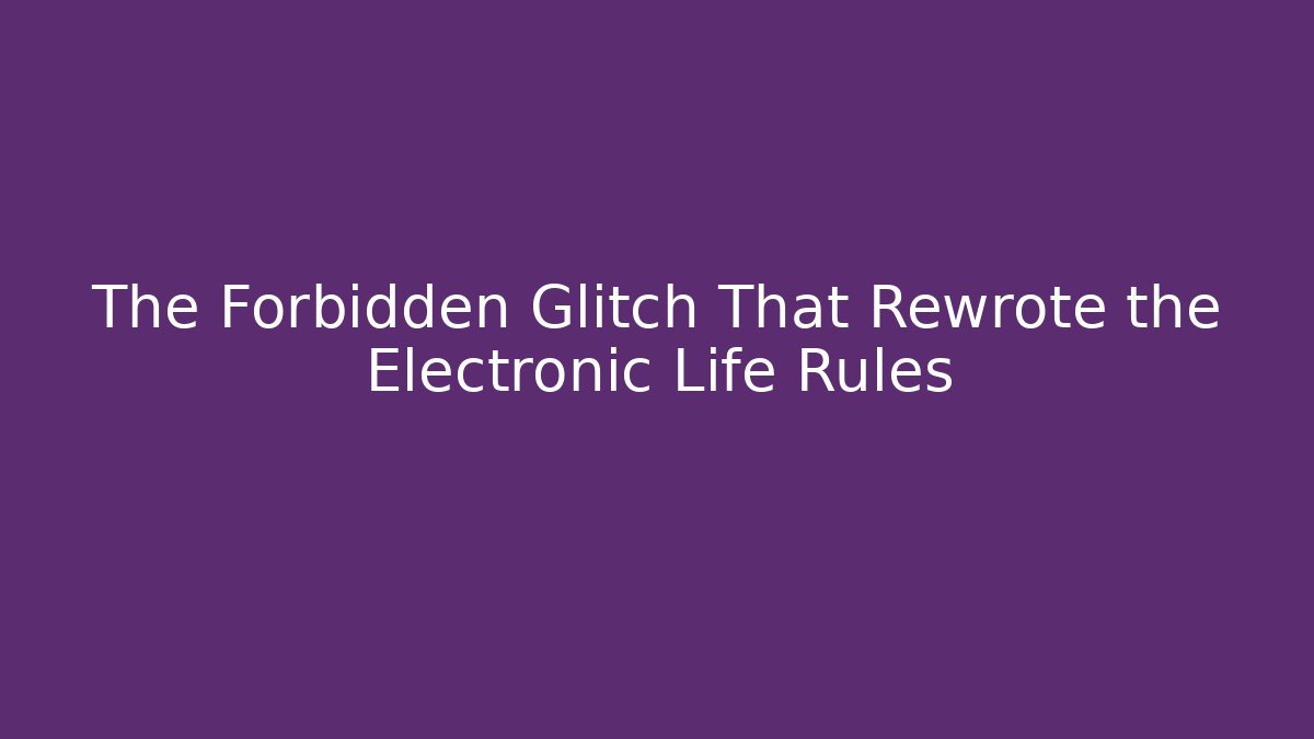 The Forbidden Glitch That Rewrote the Electronic Life Rules