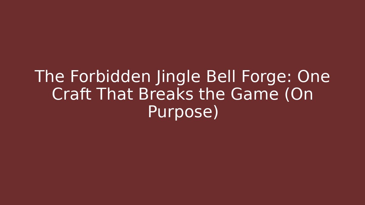 The Forbidden Jingle Bell Forge: One Craft That Breaks the Game (On Purpose)
