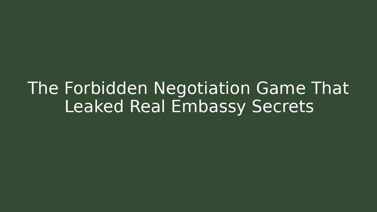 The Forbidden Negotiation Game That Leaked Real Embassy Secrets