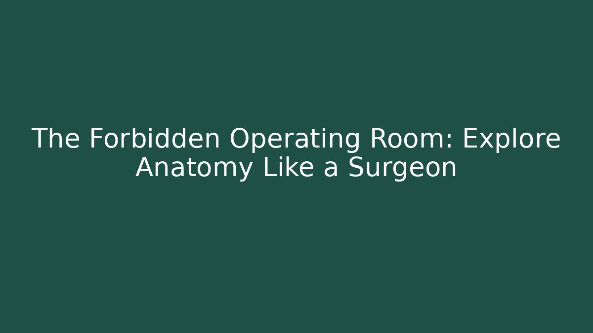 The Forbidden Operating Room: Explore Anatomy Like a Surgeon