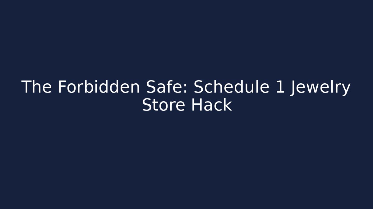 The Forbidden Safe: Schedule 1 Jewelry Store Hack - Create More Assets