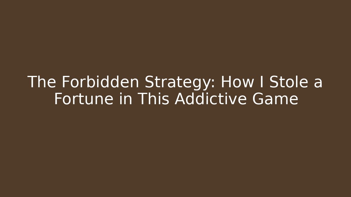 The Forbidden Strategy: How I Stole a Fortune in This Addictive Game