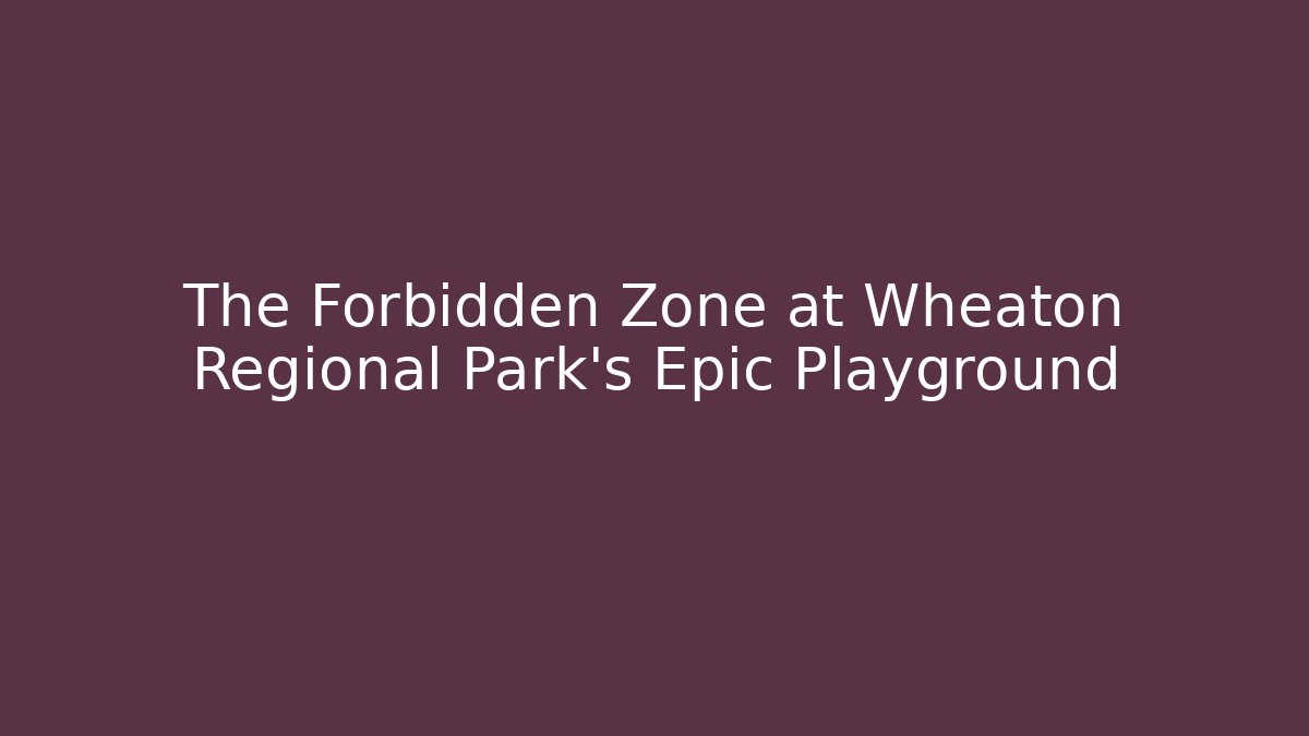 The Forbidden Zone at Wheaton Regional Park's Epic Playground