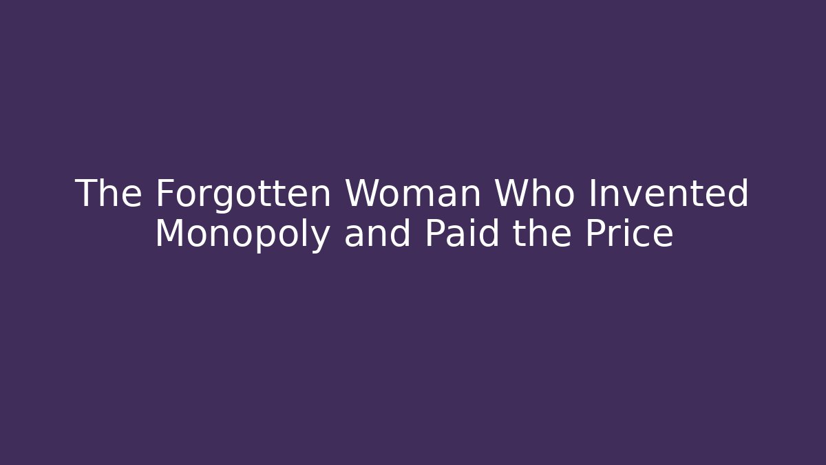 The Forgotten Woman Who Invented Monopoly and Paid the Price
