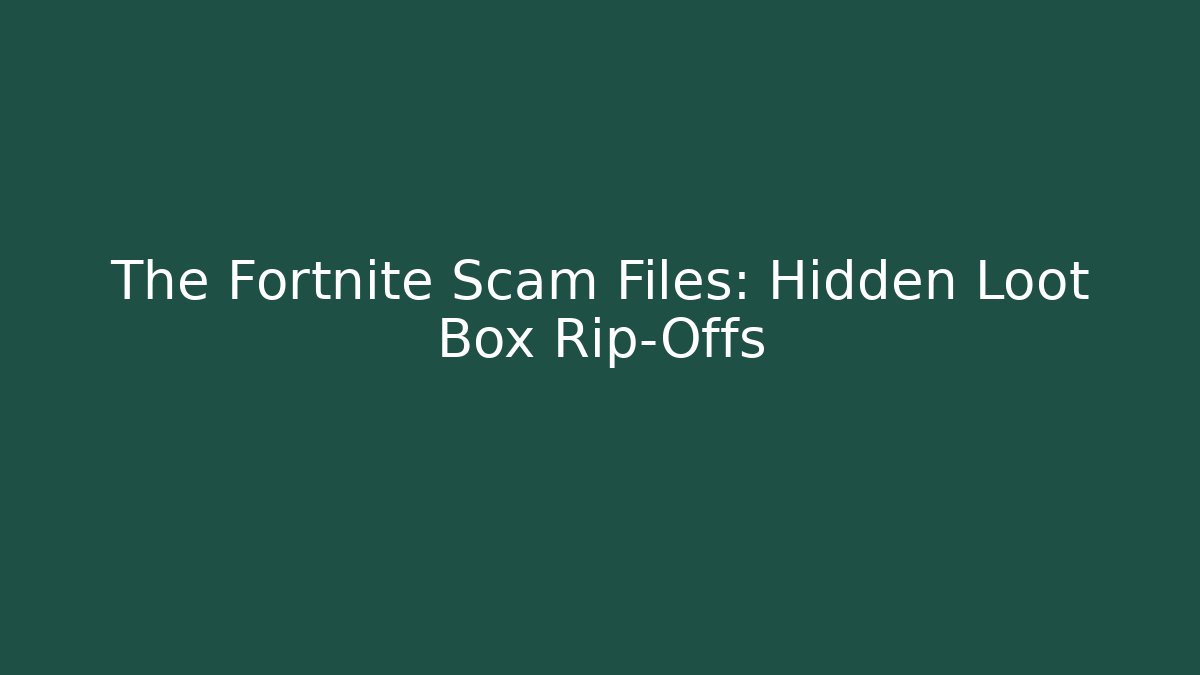 The Fortnite Scam Files: Hidden Loot Box Rip-Offs