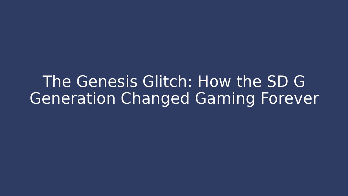 The Genesis Glitch: How the SD G Generation Changed Gaming Forever - Create More Assets