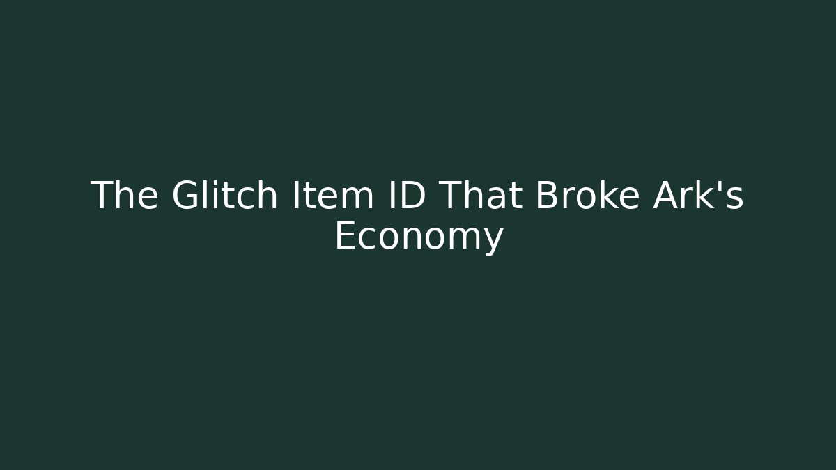 The Glitch Item ID That Broke Ark's Economy