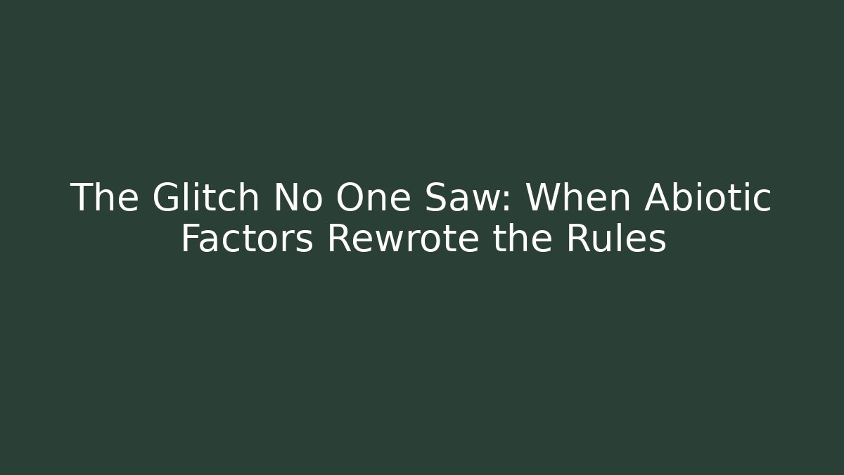The Glitch No One Saw: When Abiotic Factors Rewrote the Rules