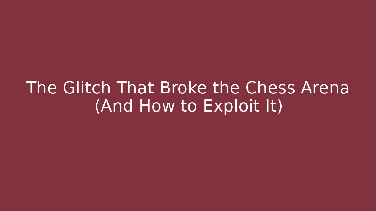 The Glitch That Broke the Chess Arena (And How to Exploit It)