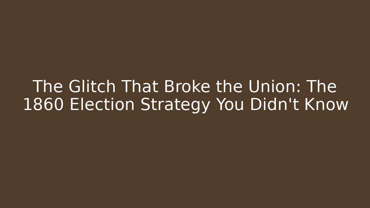 The Glitch That Broke the Union: The 1860 Election Strategy You Didn't Know