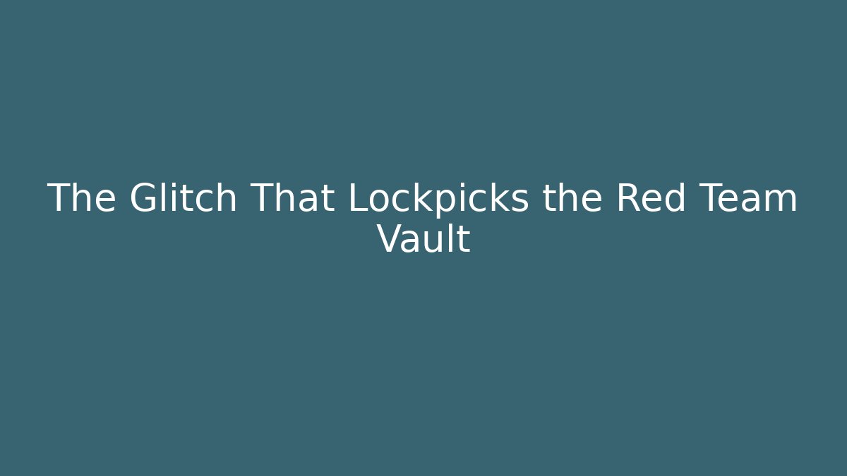 The Glitch That Lockpicks the Red Team Vault