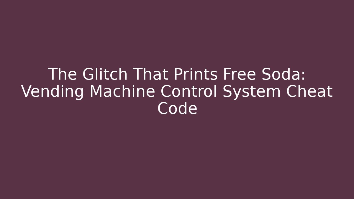 The Glitch That Prints Free Soda: Vending Machine Control System Cheat Code