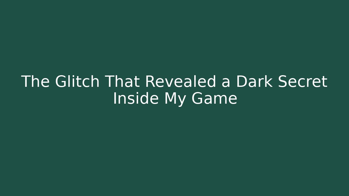 The Glitch That Revealed a Dark Secret Inside My Game
