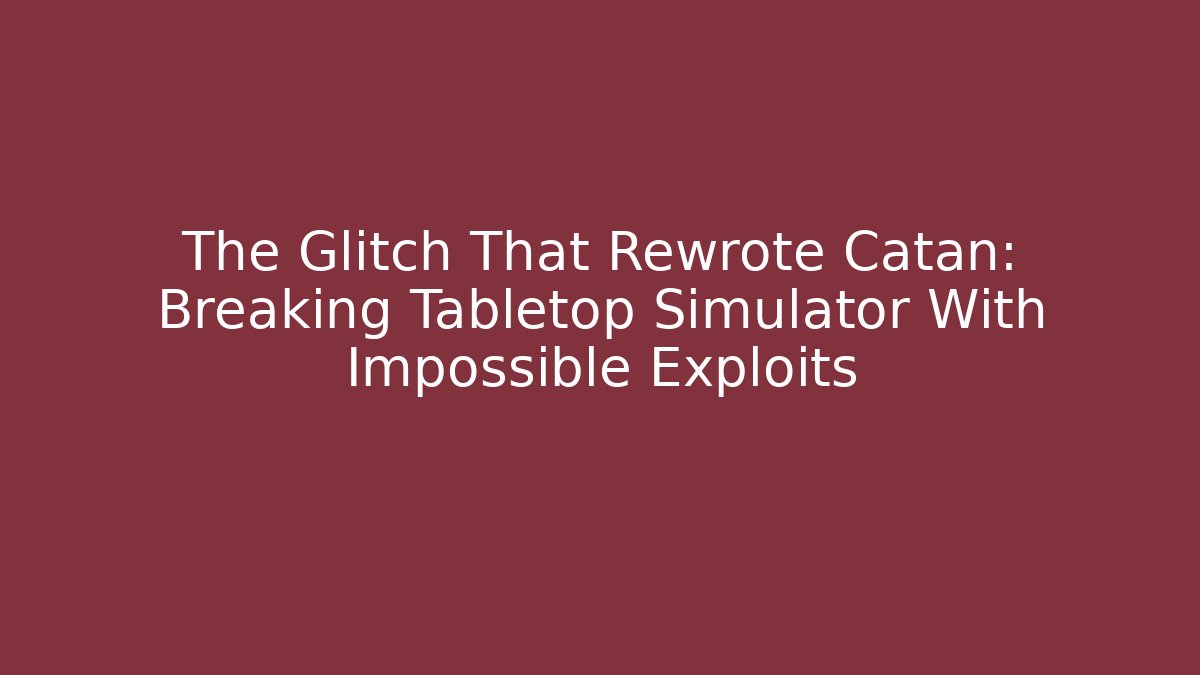 The Glitch That Rewrote Catan: Breaking Tabletop Simulator With Impossible Exploits