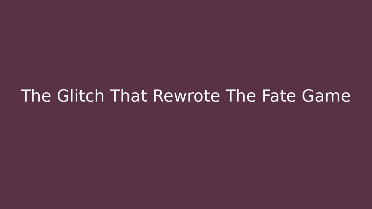 The Glitch That Rewrote The Fate Game - Create More Assets