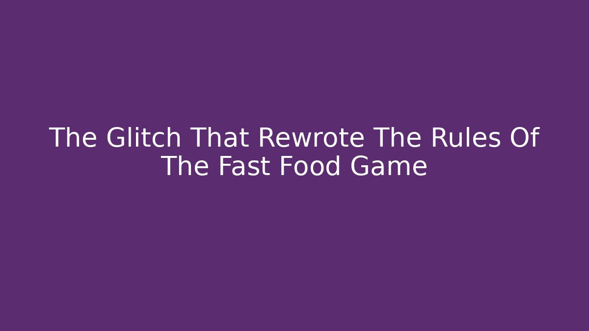 The Glitch That Rewrote The Rules Of The Fast Food Game