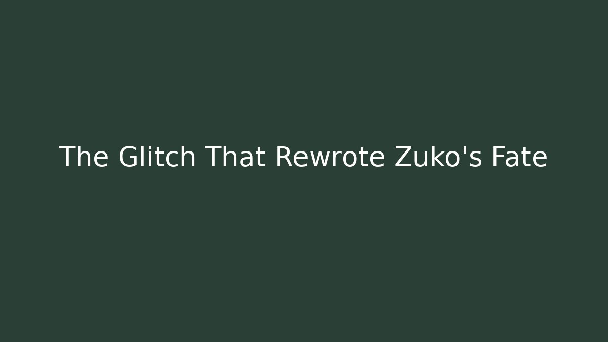 The Glitch That Rewrote Zuko's Fate
