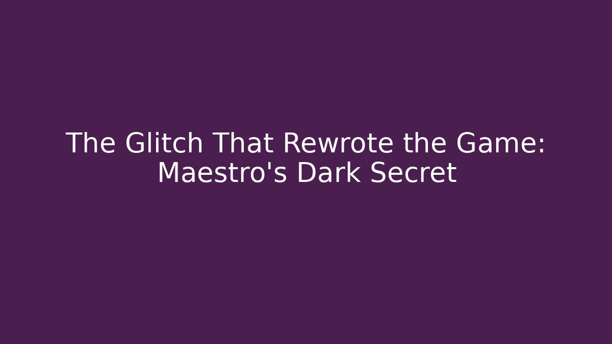 The Glitch That Rewrote the Game: Maestro's Dark Secret