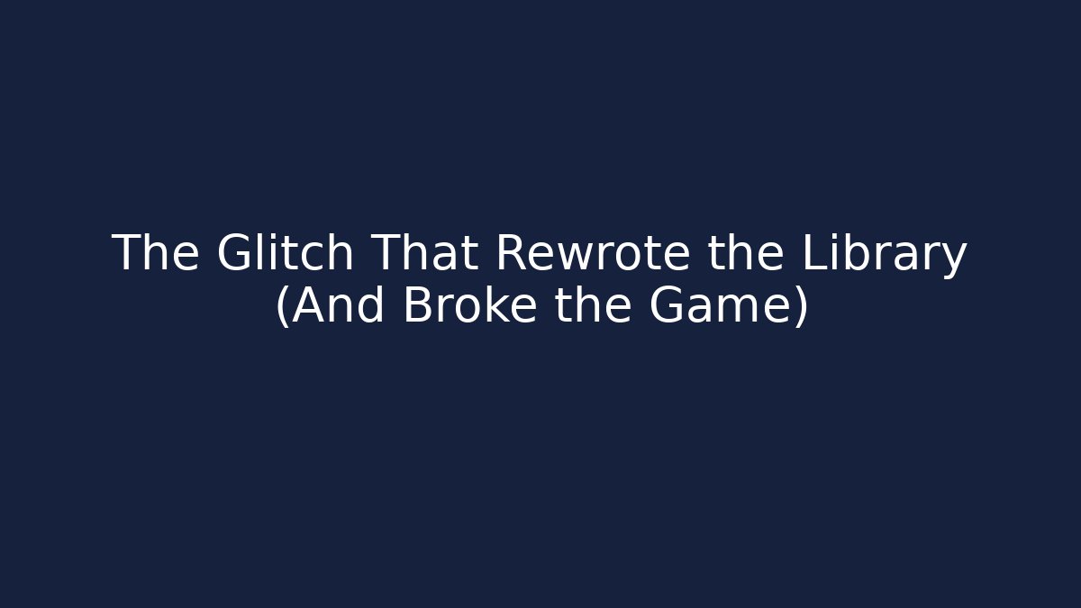 The Glitch That Rewrote the Library (And Broke the Game)