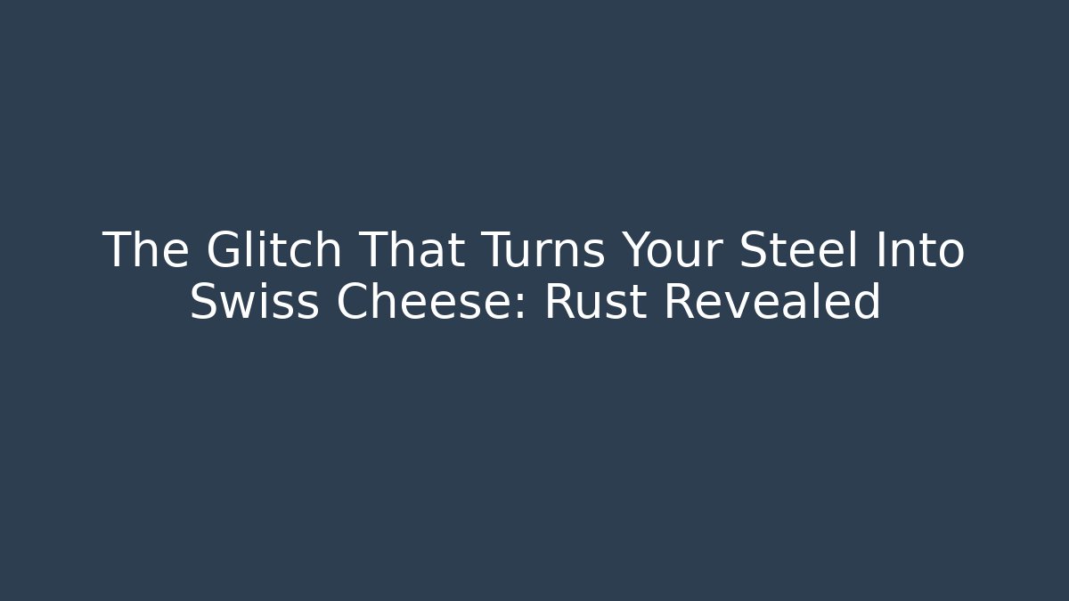 The Glitch That Turns Your Steel Into Swiss Cheese: Rust Revealed