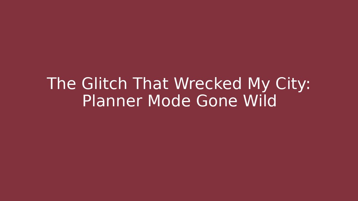 The Glitch That Wrecked My City: Planner Mode Gone Wild