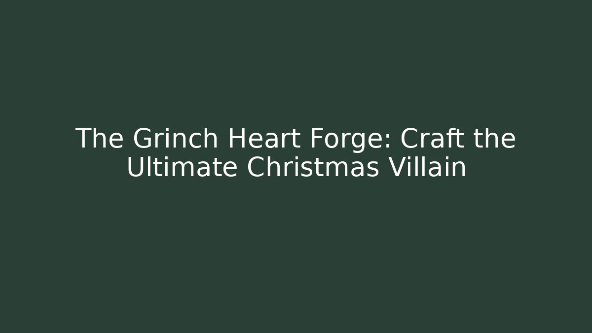 The Grinch Heart Forge: Craft the Ultimate Christmas Villain