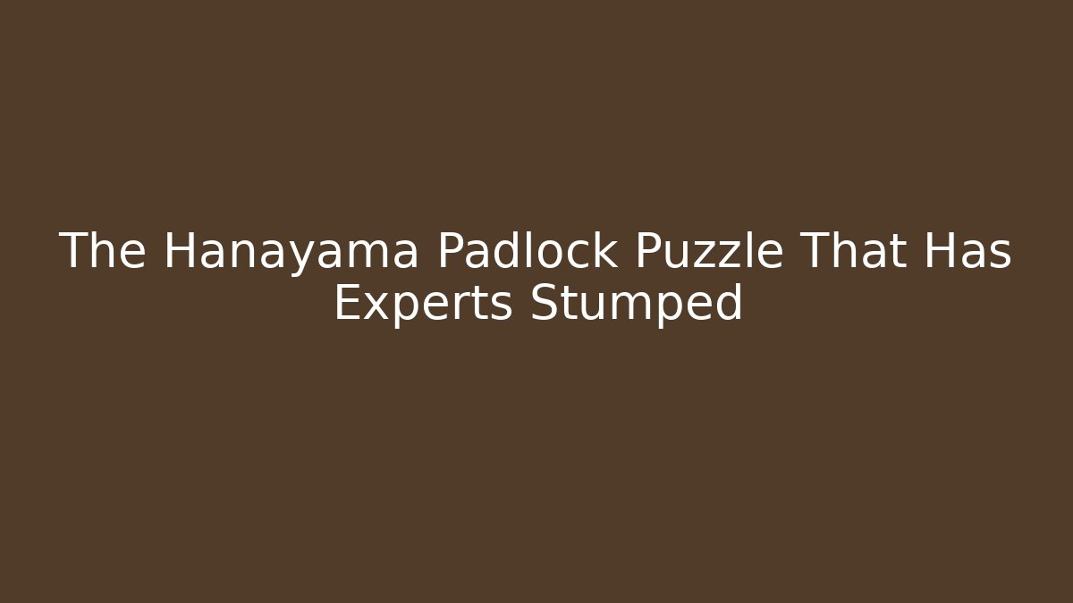 The Hanayama Padlock Puzzle That Has Experts Stumped