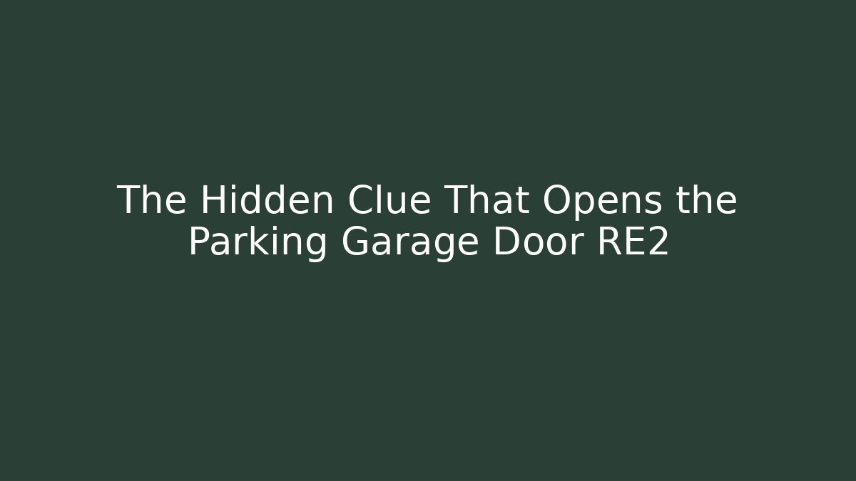 The Hidden Clue That Opens the Parking Garage Door RE2