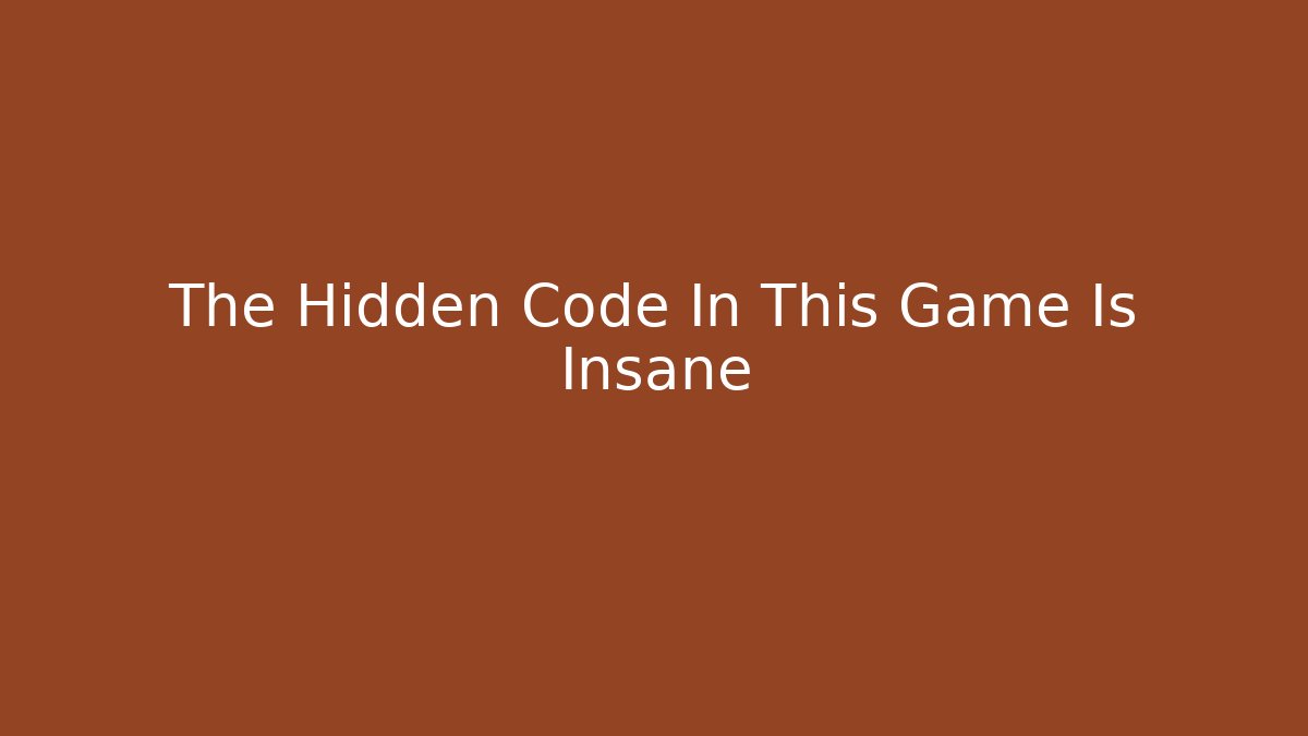 The Hidden Code In This Game Is Insane
