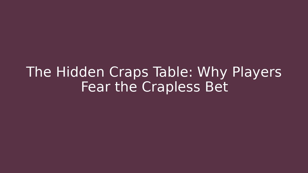 The Hidden Craps Table: Why Players Fear the Crapless Bet