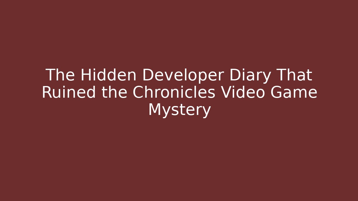 The Hidden Developer Diary That Ruined the Chronicles Video Game Mystery