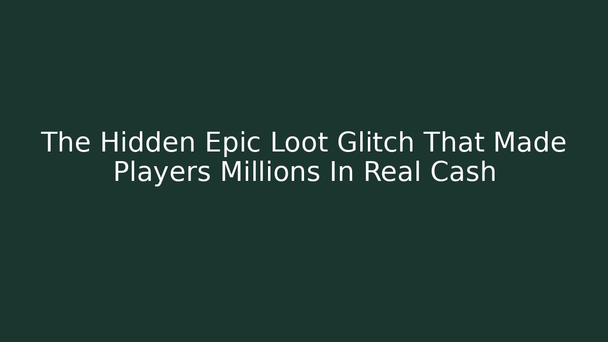 The Hidden Epic Loot Glitch That Made Players Millions In Real Cash